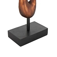 27.5" Bronze Polystone Abstract Decorative Sculpture with Rectangle Black Base
