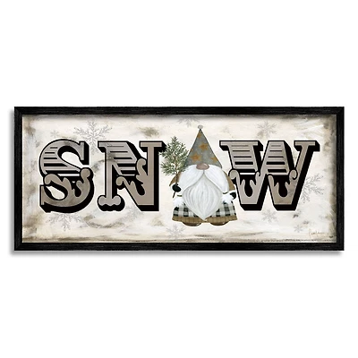 Stupell Industries Winter Snow Holiday Gnome Framed Giclee Art