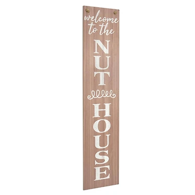 American Art Décor™ 47.25" Happy Place Nut House Double-Sided Hanging & Leaning Wall Sign