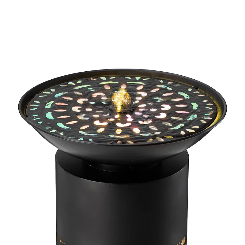 Glitzhome® 35.75" Metal LED Cutout Pattern Outdoor Fountain
