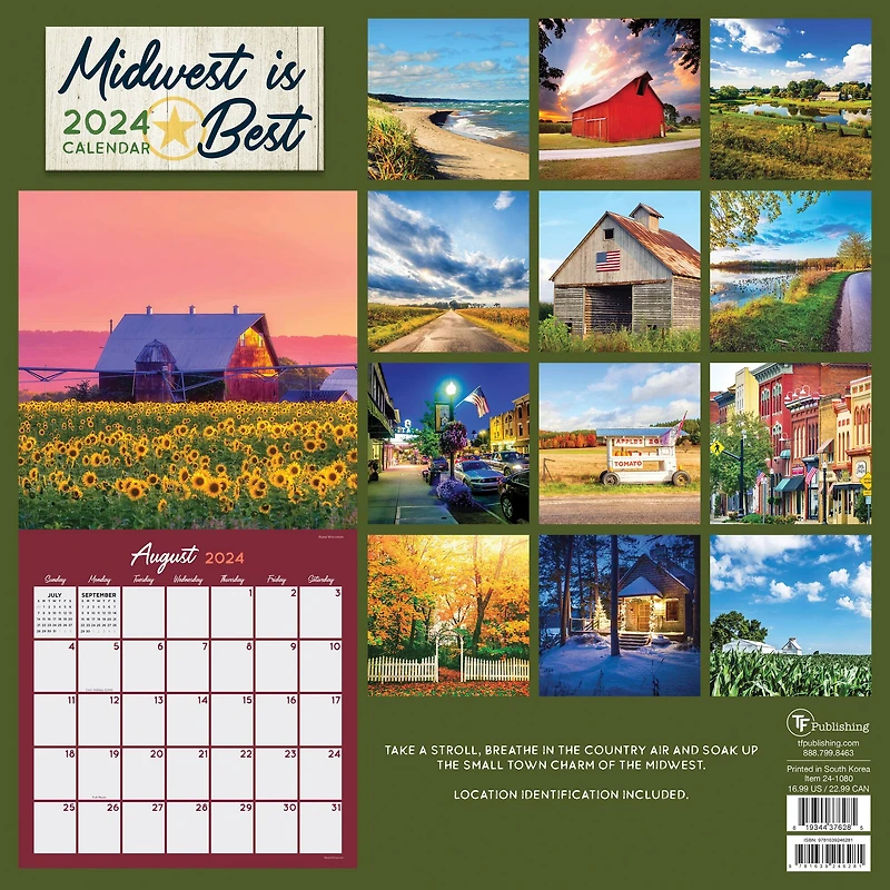 TF Publishing 2024 Midwest Is Best Wall Calendar
