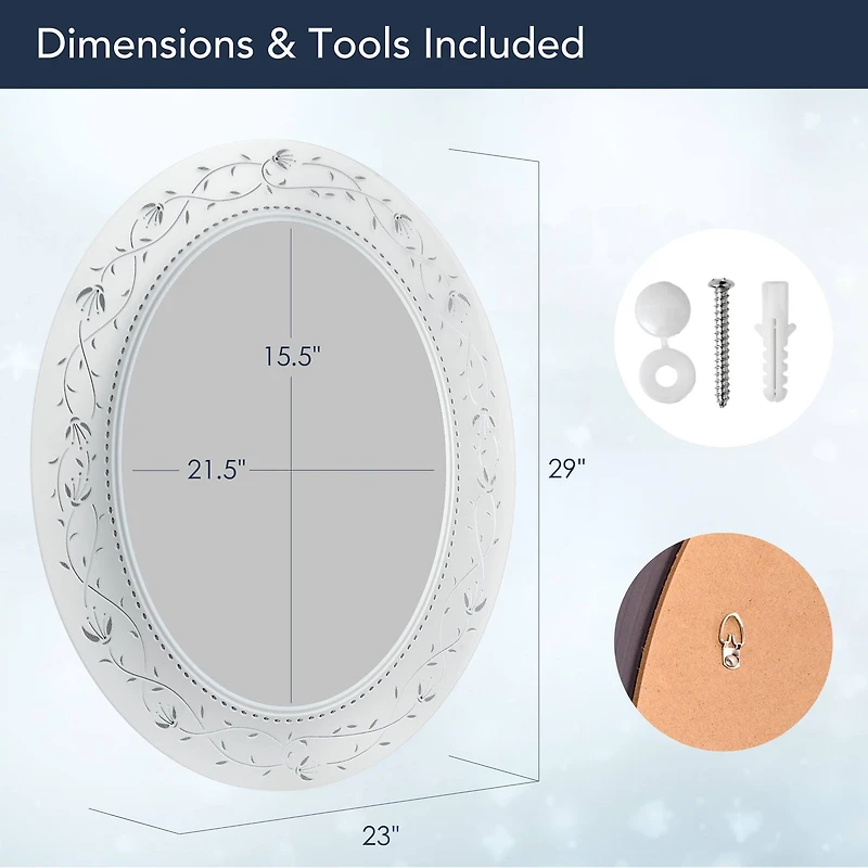 Head West Frosted Etched Tile Framed Oval Wall Vanity Mirror - 23" x 29"
