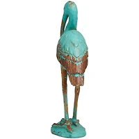 16" Distressed Teal Coastal Crane Tabletop Décor