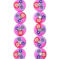 Pink Flower Rhinestone Clay Lentil Beads, 10mm by Bead Landing™
