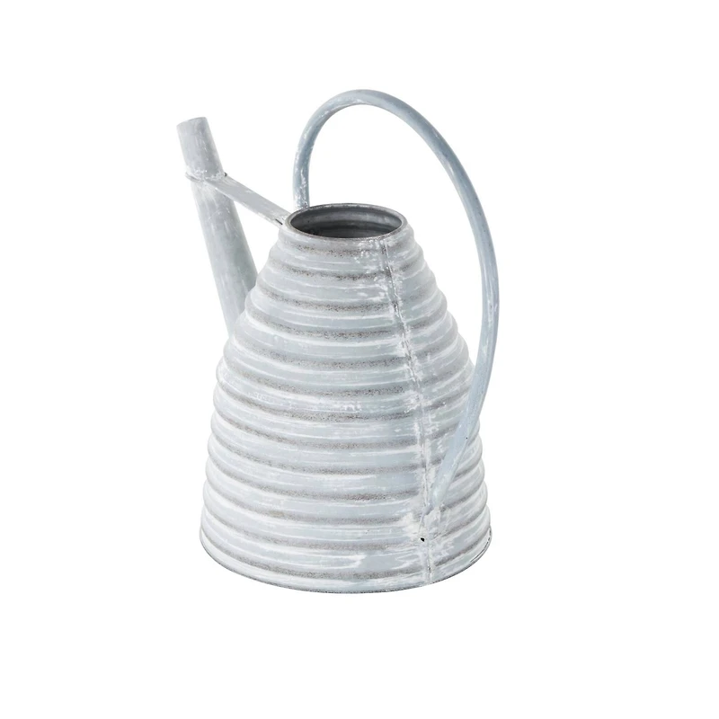 14" Gray Metal Beehive Shaped Watering Can Planter