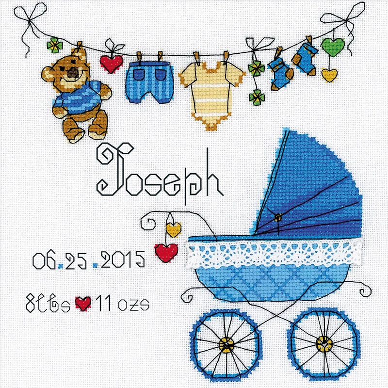 RIOLIS It's A Boy! Announcement Counted Cross Stitch Kit