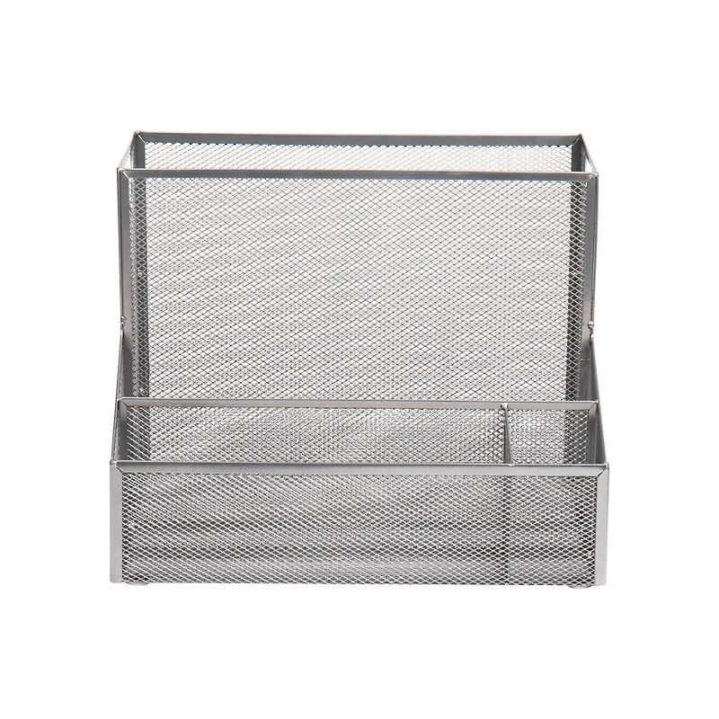 Mind Reader Network Collection Silver Metal Mesh 4-Compartment Desktop Organizer