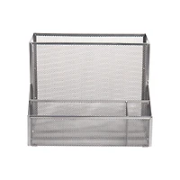 Mind Reader Network Collection Silver Metal Mesh 4-Compartment Desktop Organizer
