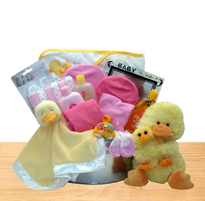 Deluxe Bath Time Baby New Baby Girl Basket