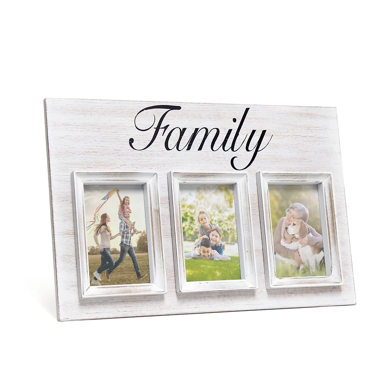 Elegant Designs Whitewash Family 3 Photo Collage 4" x 6" Picture Frame