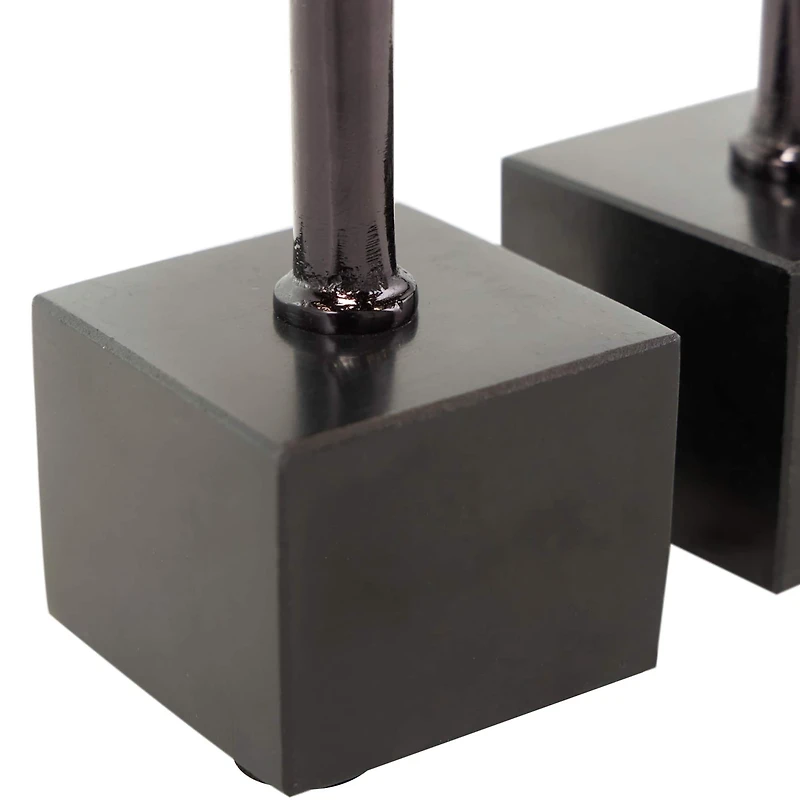 Black Aluminum Slim Candle Holder with Block Base Set