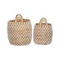 Brown Banana Leaf Coastal Storage Basket Set
