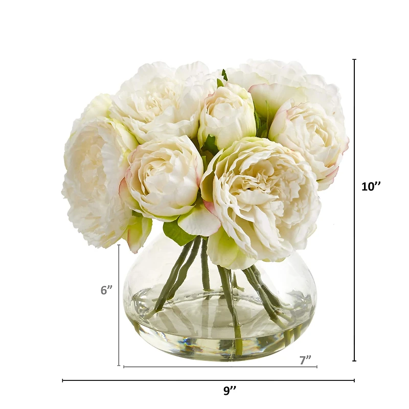 10" Peony Arrangement in Vase