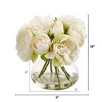 10" Peony Arrangement in Vase