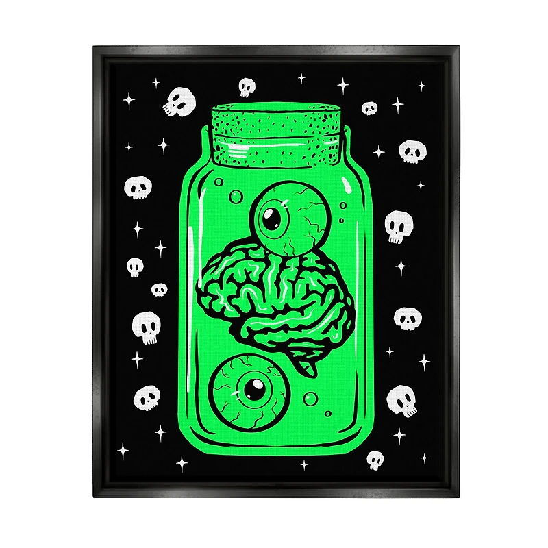 Stupell Industries Spooky Specimen Jar Framed Floater Canvas Wall Art
