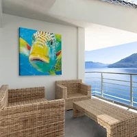 Fish Lips Outdoor Canvas Art Print - 35"x35"