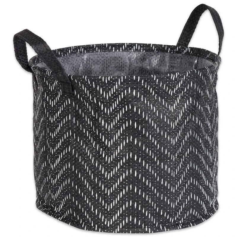 DII® Round Black & White Tribal Chevron PE-Coated Woven Paper Laundry Bin