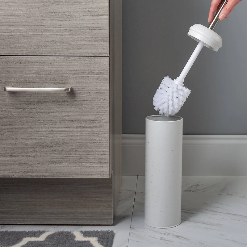 Elle Décor White & Silver Speckled Toilet Brush & Holder