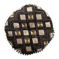 Hello Honey® Embroidered Cotton Pillow with Pom Poms