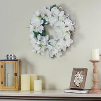 24" White Magnolia Artificial Spring Wreath