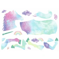 RoomMates Galaxy Unicorn Peel & Stick Giant Wall Decals with Glitter