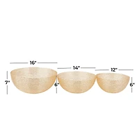 CosmoLiving by Cosmopolitan Set of 3" Gold Metal Glam Decorative Bowl, 16" x 16" x 16"
