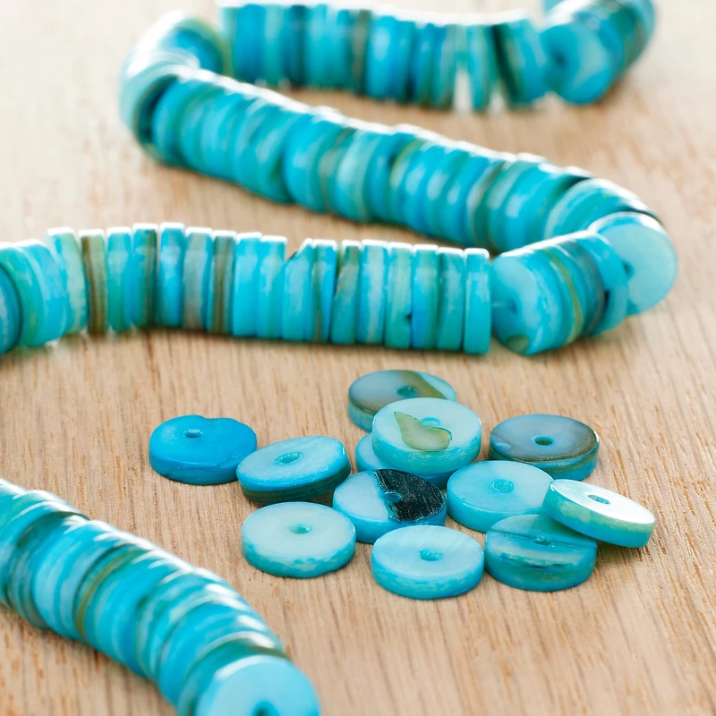Aqua Shell Round Heishi Beads by Bead Landing™, 8mm