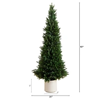 5ft. UV-Resistant Cedar Tree in White Planter