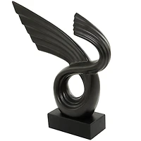 15" Porcelain Wing Abstract Sculpture with Black Base