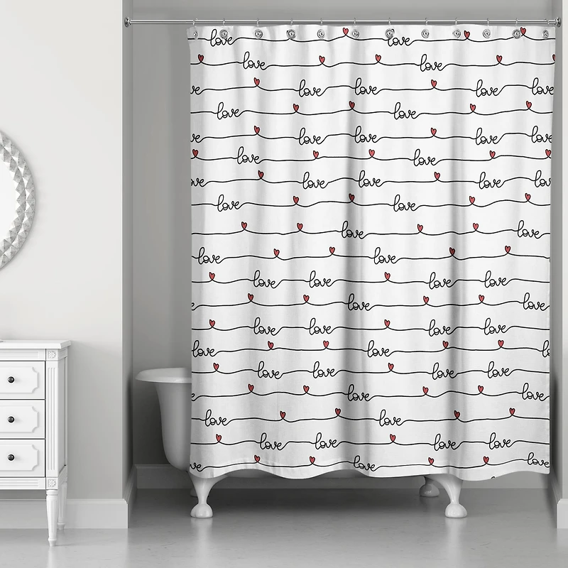 Love Script Pattern 71" x 74" Shower Curtain