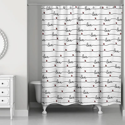 Love Script Pattern 71" x 74" Shower Curtain