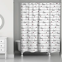 Love Script Pattern 71" x 74" Shower Curtain