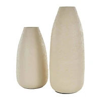 Cream Minimalistic Distressed Textured Metal Vase Set
