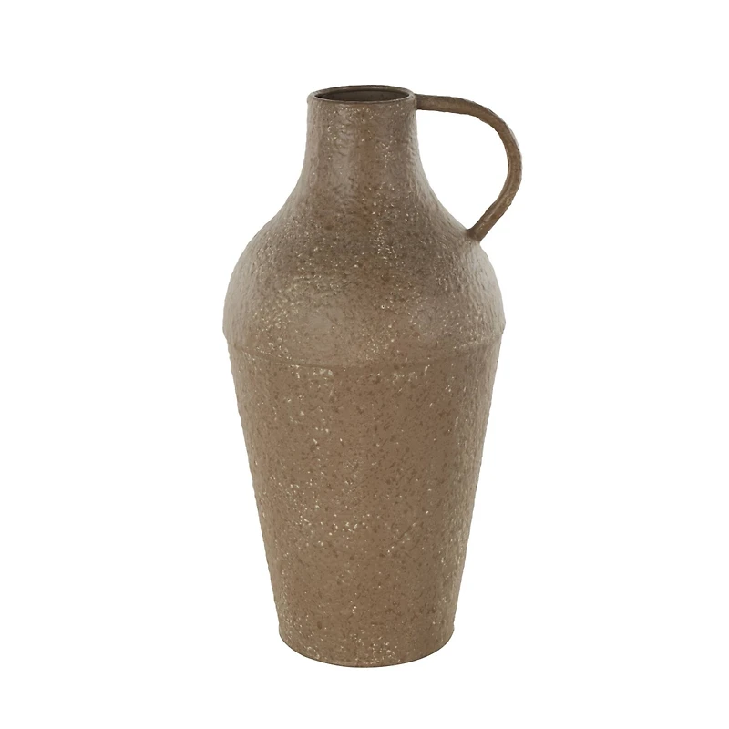15.75" Brown Metal Antique Inspired Vase with Handle