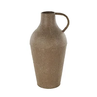 15.75" Brown Metal Antique Inspired Vase with Handle