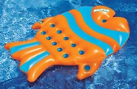 60.5" Orange & Blue Inflatable Sun Fish Swimming Pool Floating Raft