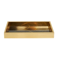 Gold Leaf Pattern Plastic Glam Tray Set
