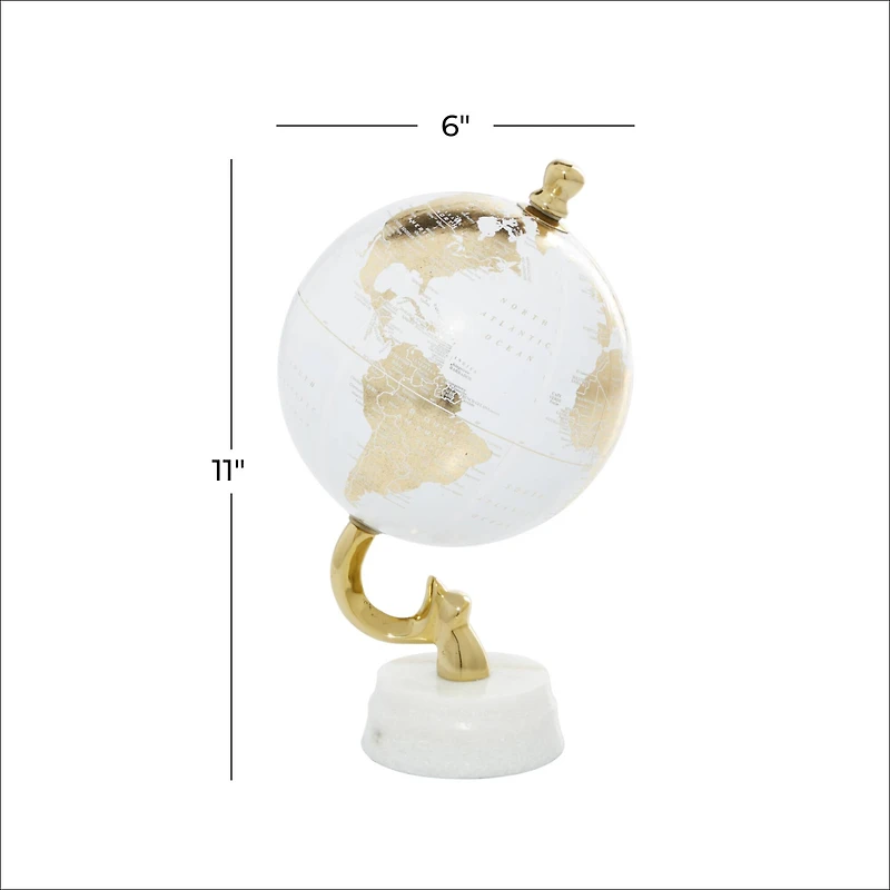 11" Gold Marble Coastal Globe