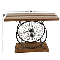 Brown Industrial Wood Console Table, 12" x 39"