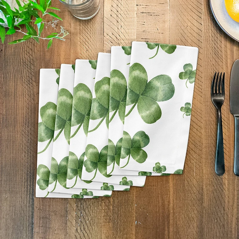 Painterly Shamrock Pattern 10" x 10" Cotton Twill Napkin