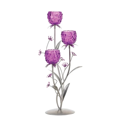 17.75" Fuchsia Blooms Candleholder