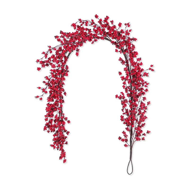 Glitzhome® 6ft Christmas Red Berries Garland