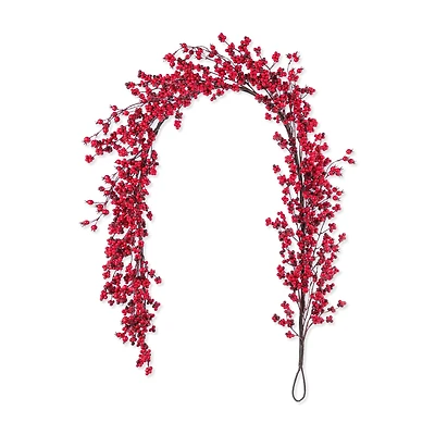 Glitzhome® 6ft Christmas Red Berries Garland