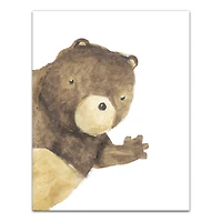Hello Bear Waving 11" x 14" Canvas Wall Art