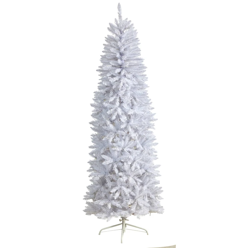 7ft. Pre-Lit White Artificial Christmas Tree, Warm White LED Lights