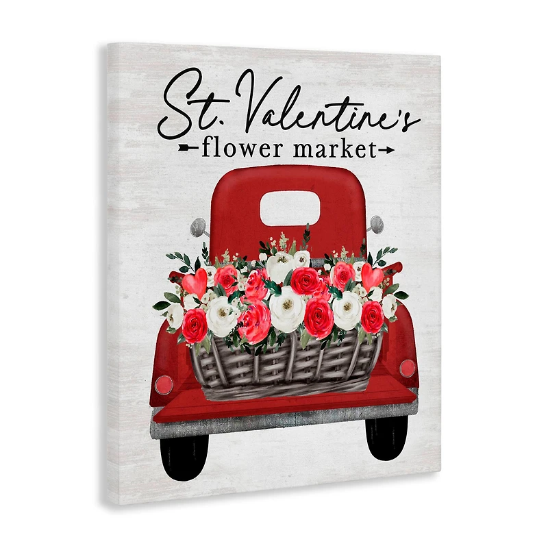 Stupell Industries St. Valentine's Flower Market Truck Canvas Wall Art