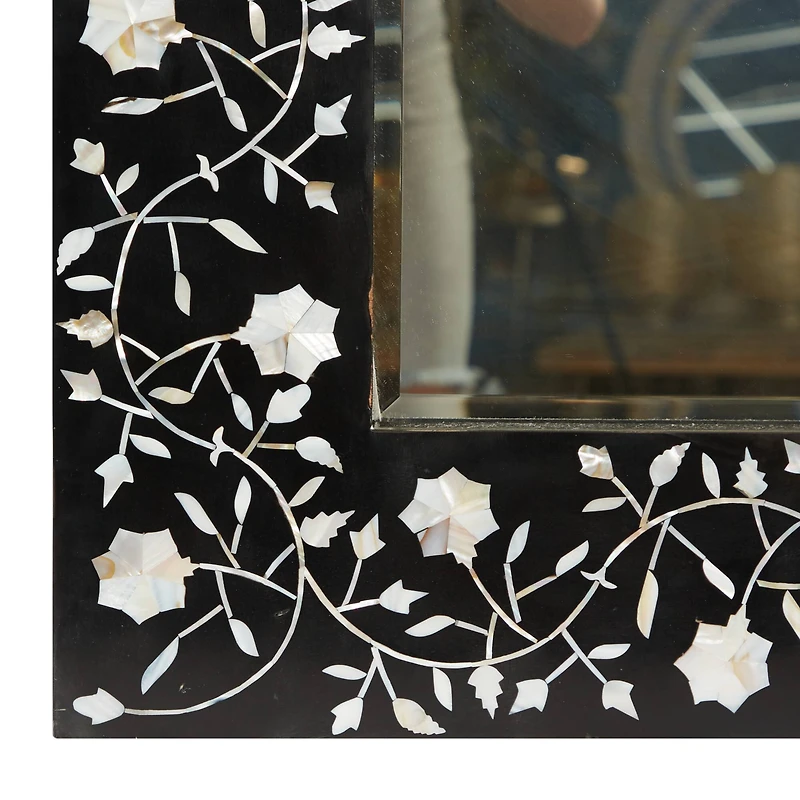 Black Wood Wall Mirror, 47" x 30"