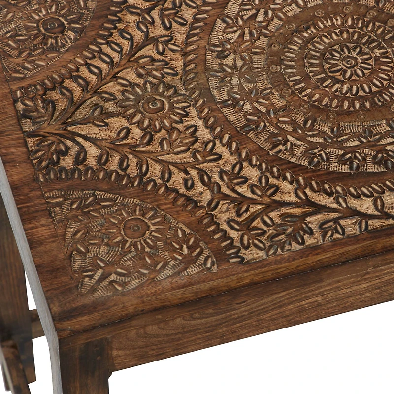 24" Brown Mango Wood Eclectic Accent Table