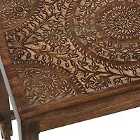 24" Brown Mango Wood Eclectic Accent Table