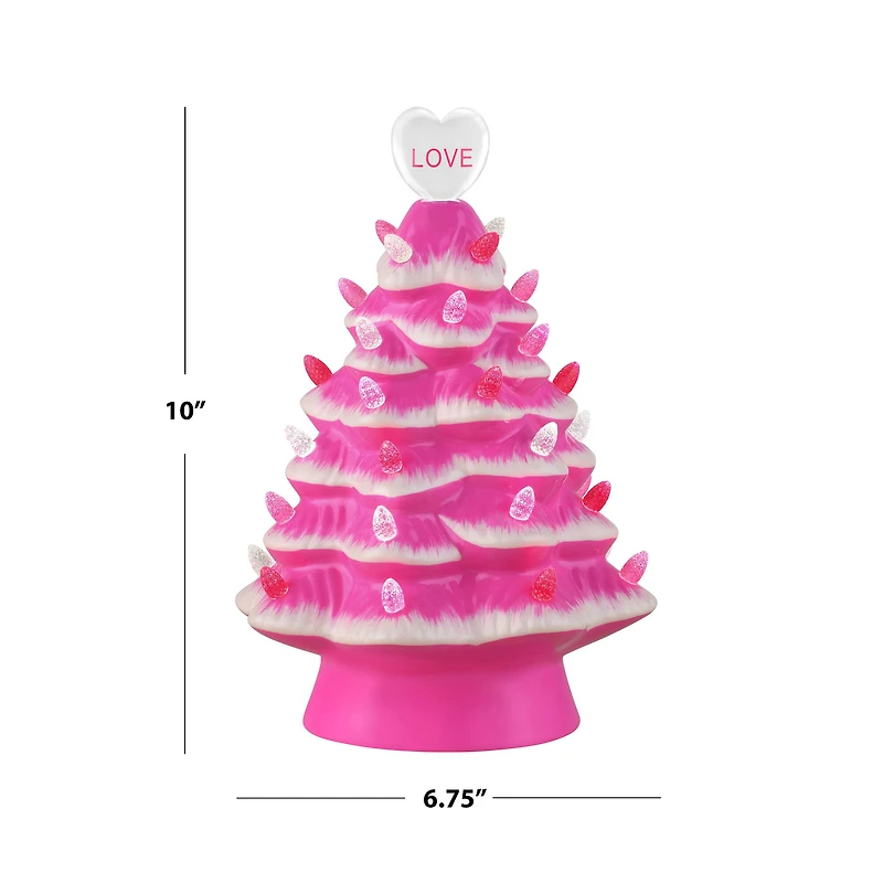 10" Hot Pink Miss Valentine Ceramic Tree